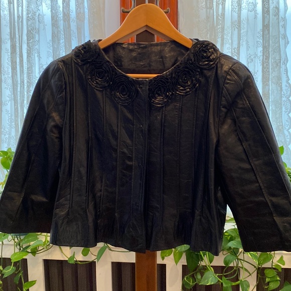 Philosophy di Alberta Ferretti Jackets & Blazers - Philosophy di Alberta Ferretti, black leather jacket, size xs